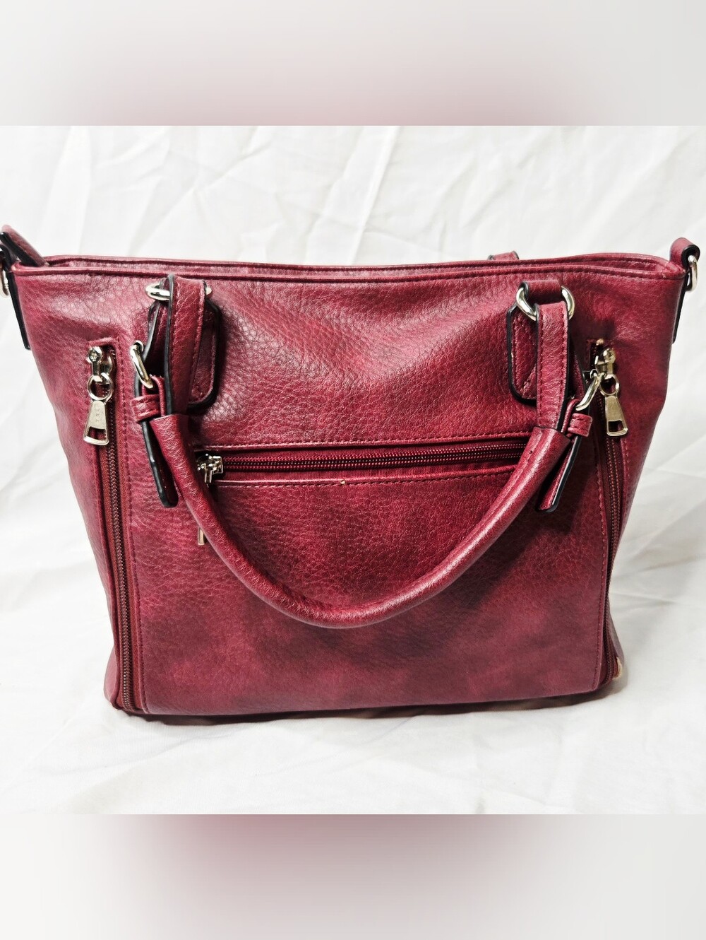 Lady Conceal Burgundy Concealed Carry Tote Handbag Purse Locking Zippers